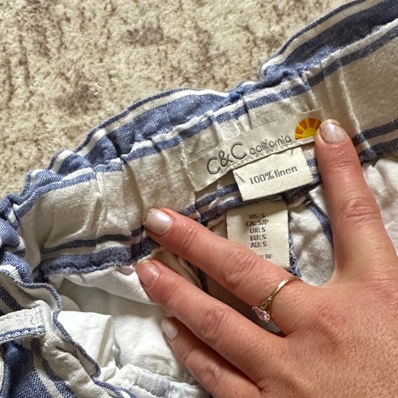 C&C California Blue and White Striped Cargo Pants - Picture 2 of 12